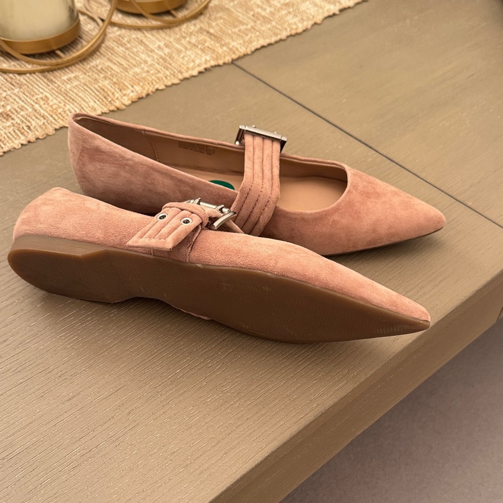 Steve Madden Dusty Pink Suede Pointed Mary Jane Flats - Picture 2 of 3